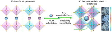 Graphical abstract: H/OH substitution, construction of K–O coordinated bonds and introduction of homochirality for the design of a 3D hybrid double perovskite multiferroic