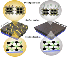 Graphical abstract: Strain uniformity and defect passivation via 2D organic halide salts to improve the air stability of perovskite solar cells