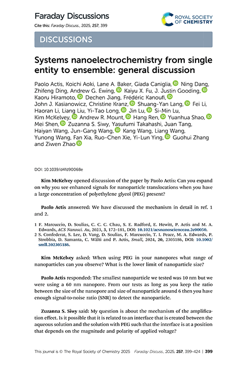 Systems nanoelectrochemistry from single entity to ensemble: general discussion