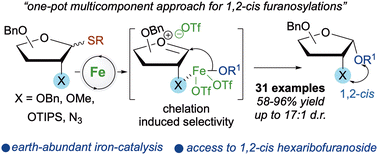Graphical abstract: Iron-catalyzed iodonium ion promoted activation of conventional thioglycosides for stereoselective 1,2-cis furanosylations