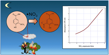 Graphical abstract: Multiphase reaction of nitrate radicals with vanillic acid aerosols: kinetics and formation of light-absorbing particles
