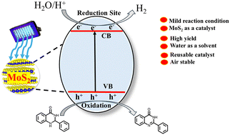 Graphical abstract: MoS2-driven visible light photocatalytic oxidation for sustainable synthesis of quinazolin-4(3H)-one in water