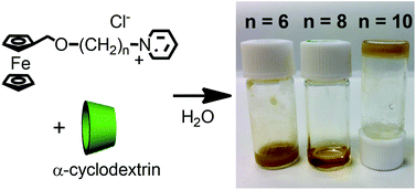 Graphical abstract: Amphiphilic ferrocenylated alkylpyridinium: the formation of micelles and hydrogels and their disaggregation induced by an external stimulus