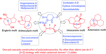 Graphical abstract: Recent advances in [3+2] cycloaddition of allenes with 1,3-carbonyl ylides; Rh(ii)-catalyzed access to bridged polyoxocarbocyles