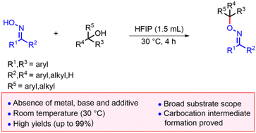 Graphical abstract: HFIP mediated oxime ether synthesis: a metal, base and additive free approach