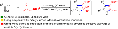 Graphical abstract: Copper-catalyzed oxidative dehydrogenative [3 + 2] annulation of oximes with α-amino ketones: entry to 3-aminopyrroles