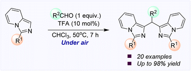 Graphical abstract: One-pot acid-catalysed synthesis of bis(1-imidazo[1,5-a]pyridyl)arylmethanes and evaluation of cytotoxic activities