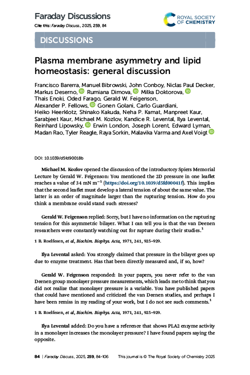 Plasma membrane asymmetry and lipid homeostasis: general discussion