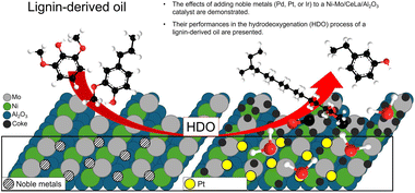 Graphical abstract: Effect of noble metals on the performance of Ni–Mo catalysts for the hydrodeoxygenation of lignin oils to fuels