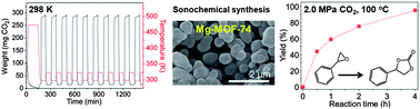 Graphical abstract: CO2 capture and conversion using Mg-MOF-74 prepared by a sonochemical method