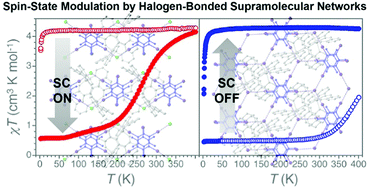 Graphical abstract: Spin-state modulation of molecular FeIII complexes via inclusion in halogen-bonded supramolecular networks