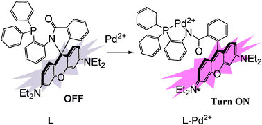 Graphical abstract: A highly sensitive and selective turn-on fluorescent chemosensor for palladium based on a phosphine–rhodamine conjugate