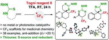 Graphical abstract: The dual role of thiourea in the thiotrifluoromethylation of alkenes