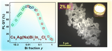 Graphical abstract: Cs2AgxNa1−xBiyIn1−yCl6 perovskites approaching photoluminescence quantum yields of 100%