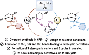 Graphical abstract: Silver- and gold-catalyzed divergent cascade cycloisomerization/[3 + 2] versus [2 + 2 + 1] cycloaddition towards a stereoselective access to heterohexacyclic derivatives