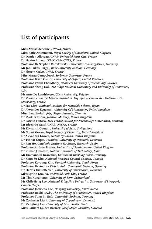 List of participants