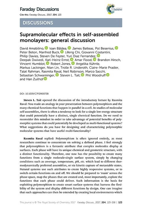 Supramolecular effects in self-assembled monolayers: general discussion