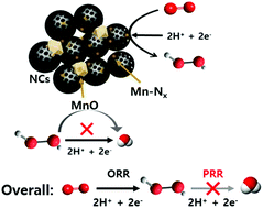 Graphical abstract: High-yield electrochemical hydrogen peroxide production from an enhanced two-electron oxygen reduction pathway by mesoporous nitrogen-doped carbon and manganese hybrid electrocatalysts