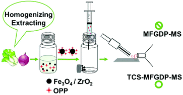 Graphical abstract: Trace detection of organophosphorus pesticides in vegetables via enrichment by magnetic zirconia and temperature-assisted ambient micro-fabricated glow discharge plasma desorption ionization mass spectrometry