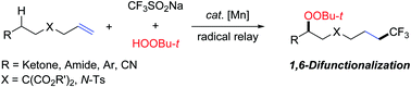 Graphical abstract: A Mn-catalyzed remote C(sp3)–H bond peroxidation triggered by radical trifluoromethylation of unactivated alkenes