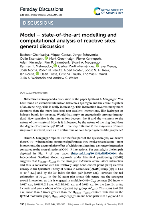 Model – state-of-the-art modelling and computational analysis of reactive sites: general discussion