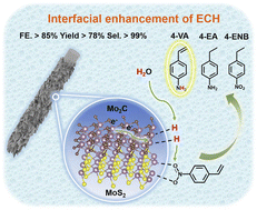 Graphical abstract: Synergistic enhancement of electrocatalytic nitroarene hydrogenation over Mo2C@MoS2 heteronanorods with dual active-sites