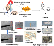 Graphical abstract: Enhancing the healability and degradability of epoxy via synergetic steric and electron-withdrawing effects for green electrical packaging