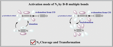 Graphical abstract: B–B multiple bond-mediated dinitrogen cleavage induced by carbon monoxide
