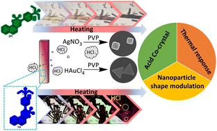 Graphical abstract: Sustained acid release from stimuli responsive organic crystals facilitates shape modulation in metal nanoparticle synthesis