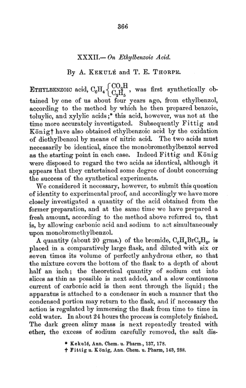 XXXII.—On ethylbenzoic acid