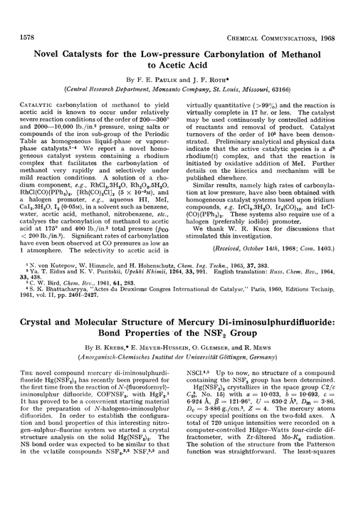 Crystal and molecular structure of mercury di-iminosulphurdifluoride: bond properties of the NSF2 group