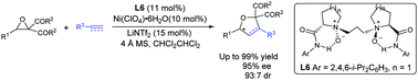Graphical abstract: An asymmetric [3+2] cycloaddition of alkynes with oxiranes by selective C–C bond cleavage of epoxides: highly efficient synthesis of chiral furan derivatives