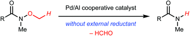 Graphical abstract: Dealkoxylation of N-alkoxyamides without an external reductant driven by Pd/Al cooperative catalysis