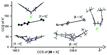 Graphical abstract: Ion mobility mass spectrometry – an efficient tool for the analysis of conformational switch of macrocyclic receptors upon anion binding
