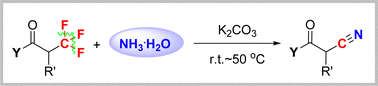 Graphical abstract: Metal-free synthesis of ketonitriles via C–F bond cleavage