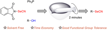 Graphical abstract: Dehydroxyselenocyanation of alcohols under grinding conditions