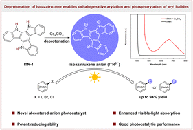 Graphical abstract: Deprotonation of isoazatruxene enables photocatalytic arylation and phosphorylation of (hetero)aryl halides