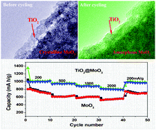 Graphical abstract: Atomic layer deposition of TiO2 shells on MoO3 nanobelts allowing enhanced lithium storage performance