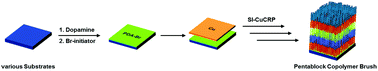 Graphical abstract: Substrate-independent Cu(0)-mediated controlled radical polymerization: grafting of block copolymer brushes from poly(dopamine) modified surfaces