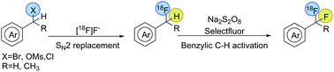 Graphical abstract: Metal-free 18F-labeling of aryl-CF2H via nucleophilic radiofluorination and oxidative C–H activation