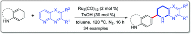 Graphical abstract: Transfer hydrogenative para-selective aminoalkylation of aniline derivatives with N-heteroarenes via ruthenium/acid dual catalysis