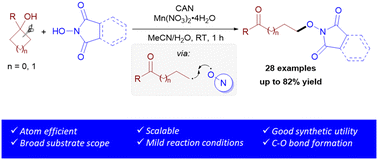 Graphical abstract: Synthesis of ω-functionalized ketones from strained cyclic alcohols by ring-opening and cross-recombination between alkyl and N-oxyl radicals