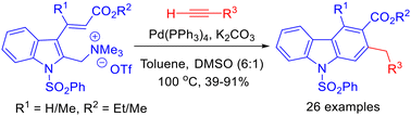 Graphical abstract: Synthesis of di/tri-substituted carbazoles involving Pd-mediated Sonogashira coupling of indolyltriflates with aryl acetylenes