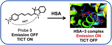 Graphical abstract: A TICT based NIR-fluorescent probe for human serum albumin: a pre-clinical diagnosis in blood serum