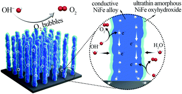 Graphical abstract: Exceptional performance of hierarchical Ni–Fe oxyhydroxide@NiFe alloy nanowire array electrocatalysts for large current density water splitting