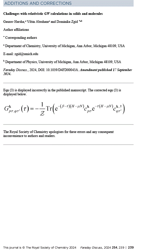 Correction: Challenges with relativistic GW calculations in solids and molecules