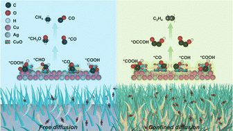 Graphical abstract: Spatial confinement boosts C–C coupling in brushed Cu/Ag@CuO NWs for CO2 electroreduction into C2H4