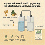 Graphical abstract: Pinewood and wheat straw bio-oil aqueous phase electrochemical hydrogenation utilising a PtRu/ACC catalyst