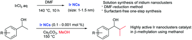 Graphical abstract: Preparation and use of DMF-stabilized iridium nanoclusters as methylation catalysts using methanol as the C1 source