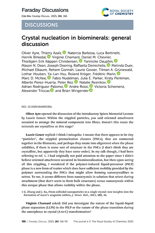 Crystal nucleation in biominerals: general discussion